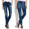 Madewell Jeans | Madewell Skinny Skinny Distressed Blue Denim Jeans | Color: Blue | Size: 24