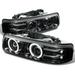 AKKON - For 99-02 Chevy Silverado 00-06 Suburban Tahoe Smoke Smoked Dual Halo Ring Projector Headlights Pair Replacement