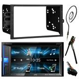 JVC KWV140BT 6.2 Touch Screen Bluetooth CD DVD Car Stereo Receiver Bundle Combo With Metra Dash Installation Trim Kit + Wiring Harness For GM Vehicles + Enrock 22 AM/FM Radio Antenna With Adapter