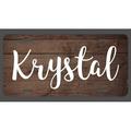 Krystal Name Wood Style License Plate Tag Vanity Novelty Metal | UV Printed Metal | 6-Inches By 12-Inches | Car Truck RV Trailer Wall Shop Man Cave | NP038