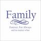 Family Forever For Always and No Matter What Vinyl Quote - Medium - Royal Blue