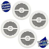 Acoustic Audio MRN65W Waterproof Flush Mount Marine 6.5 Speakers Passive 2 Pair Pack White