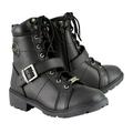 Milwaukee Leather MBL9325 Women s Premium Black Lace-Up Classic Leather Motorcycle Biker Boots w/ Side Zipper 9