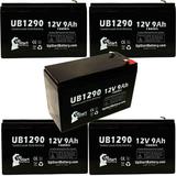 5-Pack UB1290 Universal Sealed Lead Acid Battery (12V 9Ah F1 Terminal AGM SLA) Replacement - Compatible With Yuasa NP7-12 APC RBC2 CYBERPOWER CP1500AVRLCD CP1000AVRLCD CP1350AVRLCD