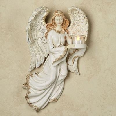 Angel Guardian Tealight Holder Wall Accent Antique Ivory , Antique Ivory