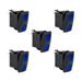 5pc 12V DC 20A 4-Pin LED ON-OFF-ON SPDT Rocker Switch Kit - BLUE