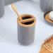 Evideco PADANG Toothbrush Holder & Toothpaste Holder w/ Bamboo Top Plastic in Gray/Brown | 4.8 H x 2.14 W x 2.14 D in | Wayfair 6374260