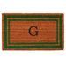 Arlmont & Co. Stortz Monogram Non-Slip Outdoor Door Mat Natural Fiber in Green/Brown | Rectangle 1'6" x 2'6" | Wayfair