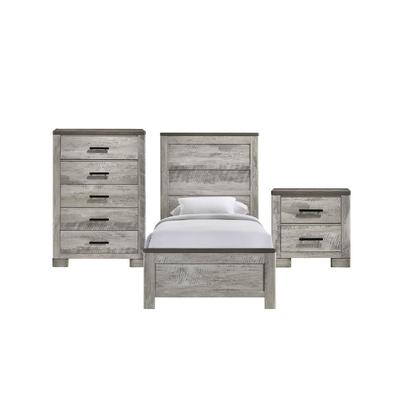 Adam Twin Panel 3PC Bedroom Set in Gray - Picket H...