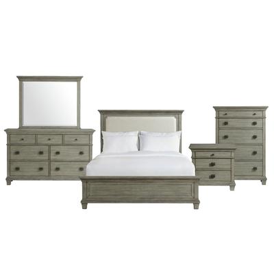 Clovis King Panel 5PC Bedroom Set in Grey - Picket House Furnishings CW300KB5PC
