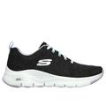 Skechers Women's Arch Fit - Comfy Wave Sneaker | Size 7.5 | Black/Lavender | Textile/Synthetic | Vegan | Machine Washable