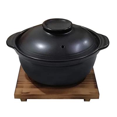 Korean Premium Ceramic Black Casserole Clay Pot with Lid,For