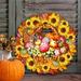 The Holiday Aisle® Thanksgiving 20" Wood Wreath Wood/Twig in Brown/Orange/Yellow | 20 H x 20 W x 0.25 D in | Wayfair