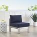 Ivy Bronx Shore Sunbrella Fabric Aluminum Outdoor Patio Armless Chair in Black | 23.5 H x 25 W x 27.5 D in | Wayfair