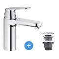 Eurosmart Cosmopolitan Set Mitigeur Lavabo Taille m + Bonde clic clac pour lavabo avec trop-plein