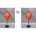 Made in The USA. 2 Kyrgyzstan Rayon 4 x6 Miniature Office Desk & Little Hand Waving Table Flags Includes 2 Flag Stands & 2 Small Mini Kyrgyzstan Stick Flags