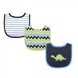 Luvable Friends Baby Boy Cotton Drooler Bibs with Fiber Filling 3pk Dinosaur One Size