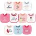 Hudson Baby Infant Girl Cotton Terry Drooler Bibs with Fiber Filling 10pk Food Girl One Size