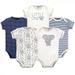 Touched by Nature Baby Boy Organic Cotton Bodysuits 5pk Elephant 6-9 Months