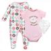 Hudson Baby Infant Girl Cotton Sleep and Play Bodysuit and Bandana Bib Set Donut Worry 6-9 Months