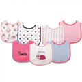 Luvable Friends Baby Girl Cotton Terry Drooler Bibs with PEVA Back 7pk Ladybug One Size