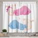 Ambesonne Cartoon Kitchen Curtains Little Twins in Pajamas 55 x39 Pink Blue