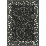 SAFAVIEH Courtyard Daniel Floral Indoor/Outdoor Area Rug 9 x 12 Black/Sand