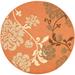 SAFAVIEH Courtyard Cindy Floral Indoor/Outdoor Area Rug 6 7 x 6 7 Round Terra Natural/Brown