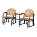 Furniture of America Dwight Metal 3-Piece Patio Rocker Conversation Set in Oak