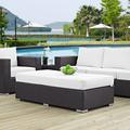 Modway Convene Outdoor Patio Fabric Rectangle Ottoman in Espresso White