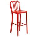 Flash Furniture Commercial Grade 30 High Red Metal Indoor-Outdoor Barstool with Vertical Slat Back