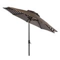 Safavieh Athens 9 Market Crank Striped Patio Umbrella Brown/White