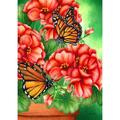 Toland Home Garden Geraniums and Butterflies Flower Butterfly Flag Double Sided 28x40 Inch