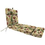 Jordan Manufacturing 72 x 22 Oasis Gem Beige Leaves Rectangular Outdoor Chaise Lounge Cushion with Ties and Hanger Loop