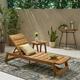 Noble House Mahalo 2-Piece Outdoor Acacia Wood Chaise Lounge Set in Teak/Brown