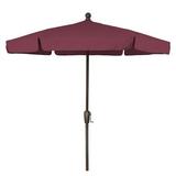 7.5 Hex Home Garden Umbrella 6 Rib Crank Champagne Bronze with Burgundy Vinyl Coated Weave Canopy