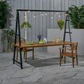 Noble House Huckleberry 88.5 Outdoor Acacia Wood Dining Table in Teak and Black