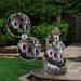 Alpine Corporation 35 Tall Outdoor Corded Electric Castle Fountain with Color Changing LED Lights