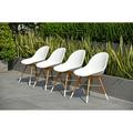 Amazonia Palermo Teak Finish & Resin Patio Chairs Set of 4 Ideal for Outdoors