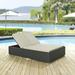 Modway Sojourn Aluminum and Rattan Patio Double Chaise in Chocolate/Beige