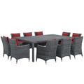 Modern Contemporary Urban Design Outdoor Patio Balcony Garden Furniture Side Dining Chair and Table Set Sunbrella Rattan Wicker Red