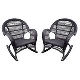 Jeco Wicker Rocker Chair in Espresso (Set of 2)