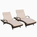 Anthony Outdoor Wicker Armed Chaise Lounges with Cushions Set of 2 Multi Brown Textured Beige