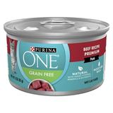Purina ONE Pate Wet Cat Food Natural Grain Free Beef 3 oz Cans (24 Pack)
