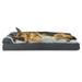 FurHaven Pet Products Two-Tone Faux Fur & Suede Pillow Deluxe Chaise Lounge Pet Bed for Dogs & Cats - Stone Gray Jumbo