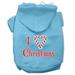 Mirage Pet 62-25-08 MDBBL I Heart Christmas Screen Print Pet Hoodie Baby Blue - Medium