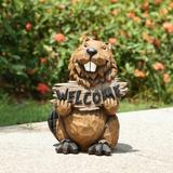 HI-LINE GIFT LTD. BEAVER HOLDING A WELCOME SIGN