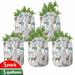 Deer Grow Bags 5-Pack Old Text Animals Christmas Heavyduty Fabric Pots with Handles for Plants 2 Sizes Turquoise Brown Beige by Ambesonne