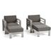 GDF Studio Crested Bay Outdoor Aluminum 4 Piece Club Chair and Ottoman Set with Cushions Silver and Gray