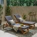 Noble House Maki Outdoor Acacia Wood Chaise Lounge in Teak and Gray (Set of 2)